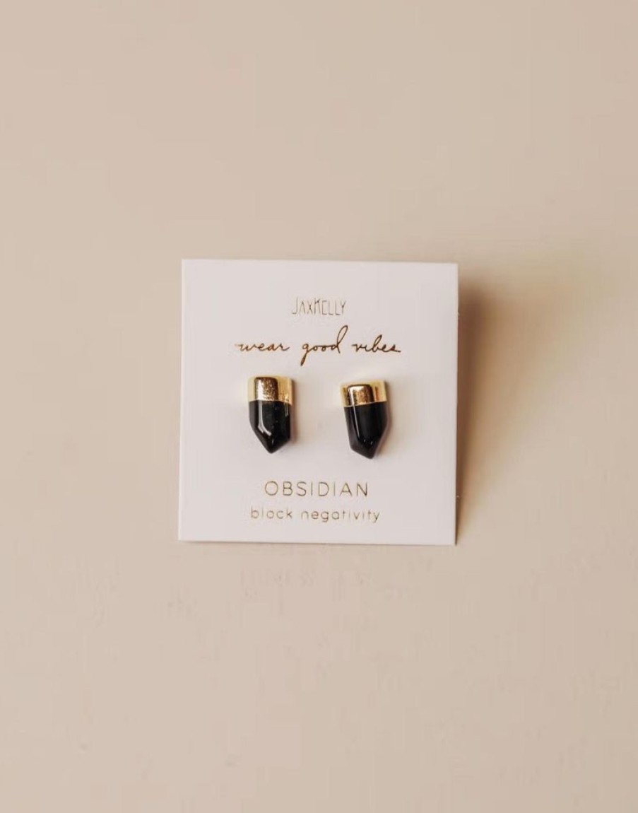 Jewelry jaxkelly Studs | Gold Dip Obsidian Point