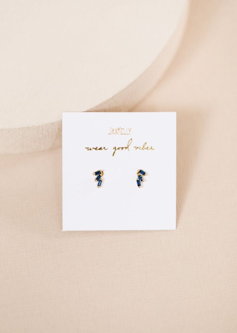 Jewelry jaxkelly Studs | Sapphire Offset Trio Stud Stack