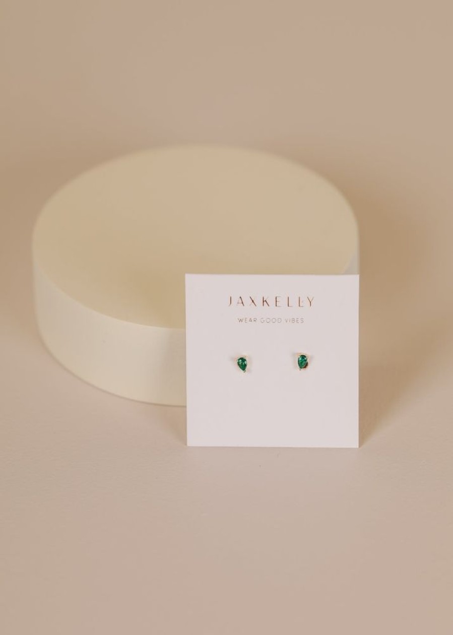 Jewelry jaxkelly Huggies | Emerald Teardrop Studs