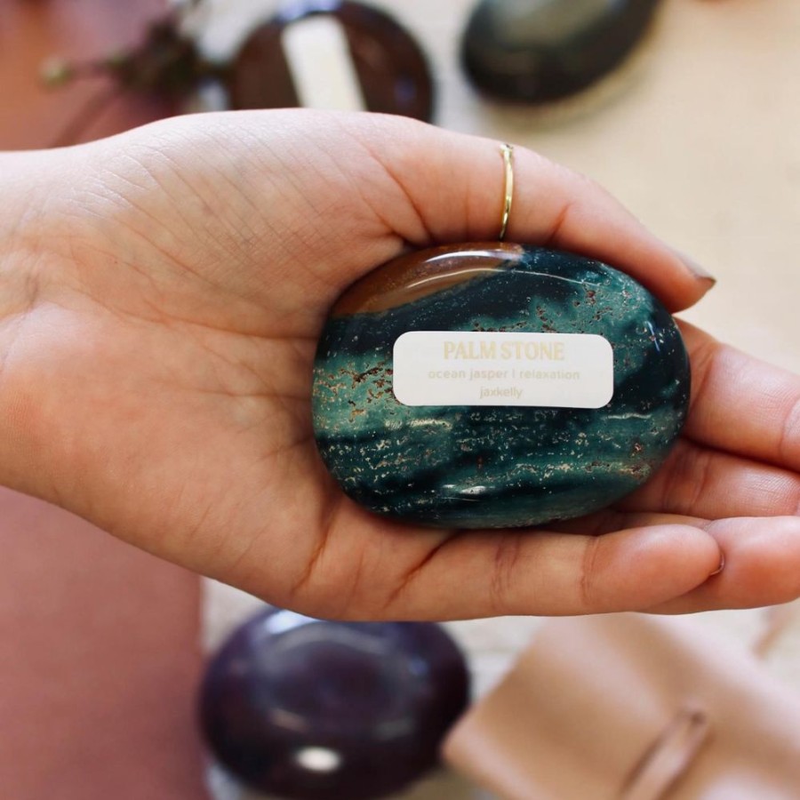 Crystals & Stickers jaxkelly | Ocean Jasper Palm Stone - Relaxation