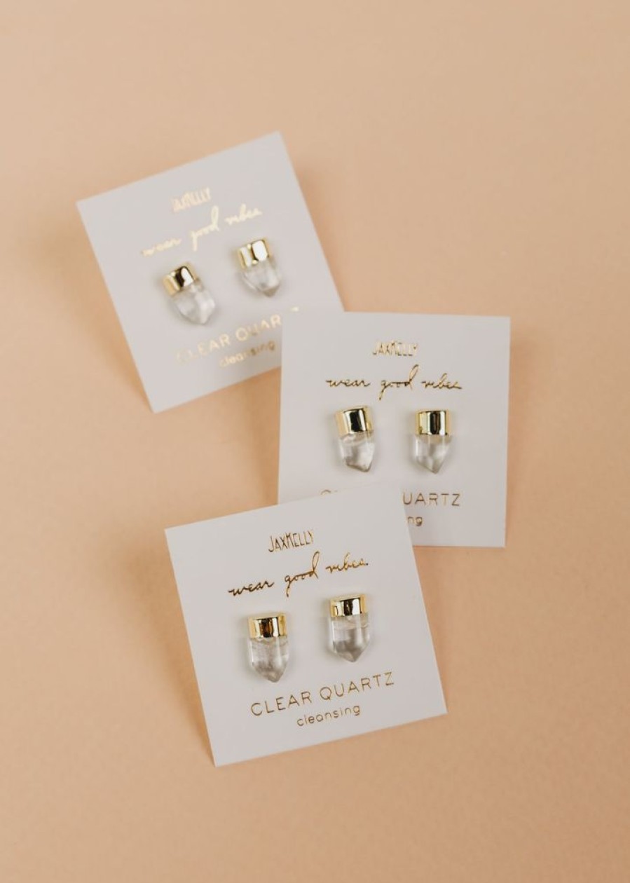 Jewelry jaxkelly Studs | Gold Dip Clear Quartz Point