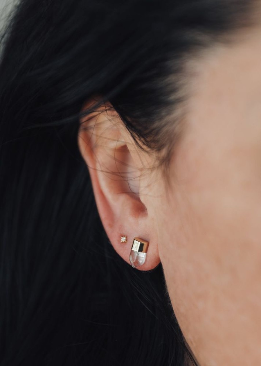 Jewelry jaxkelly Studs | Gold Dip Clear Quartz Point