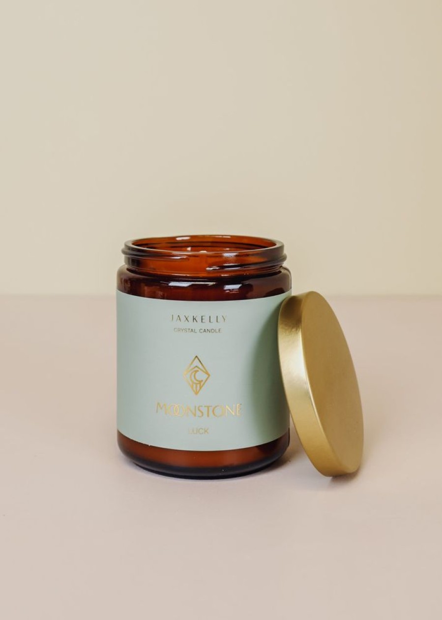 Candles jaxkelly | 9Oz Amber Crystal Candle - Moonstone Good Luck