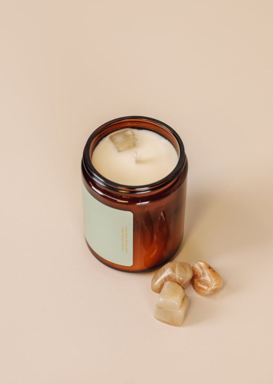 Candles jaxkelly | 9Oz Amber Crystal Candle - Moonstone Good Luck